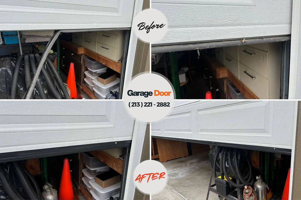 Before and after: garage door repair Inglewood, CA